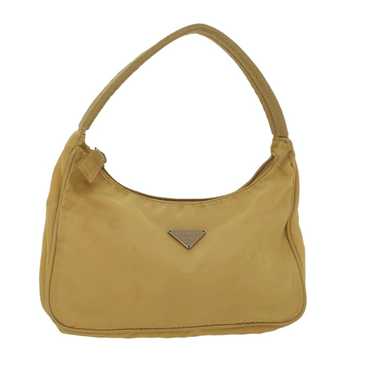 PRADA triangle logo plate Alma type Hand Bag Leather yellow