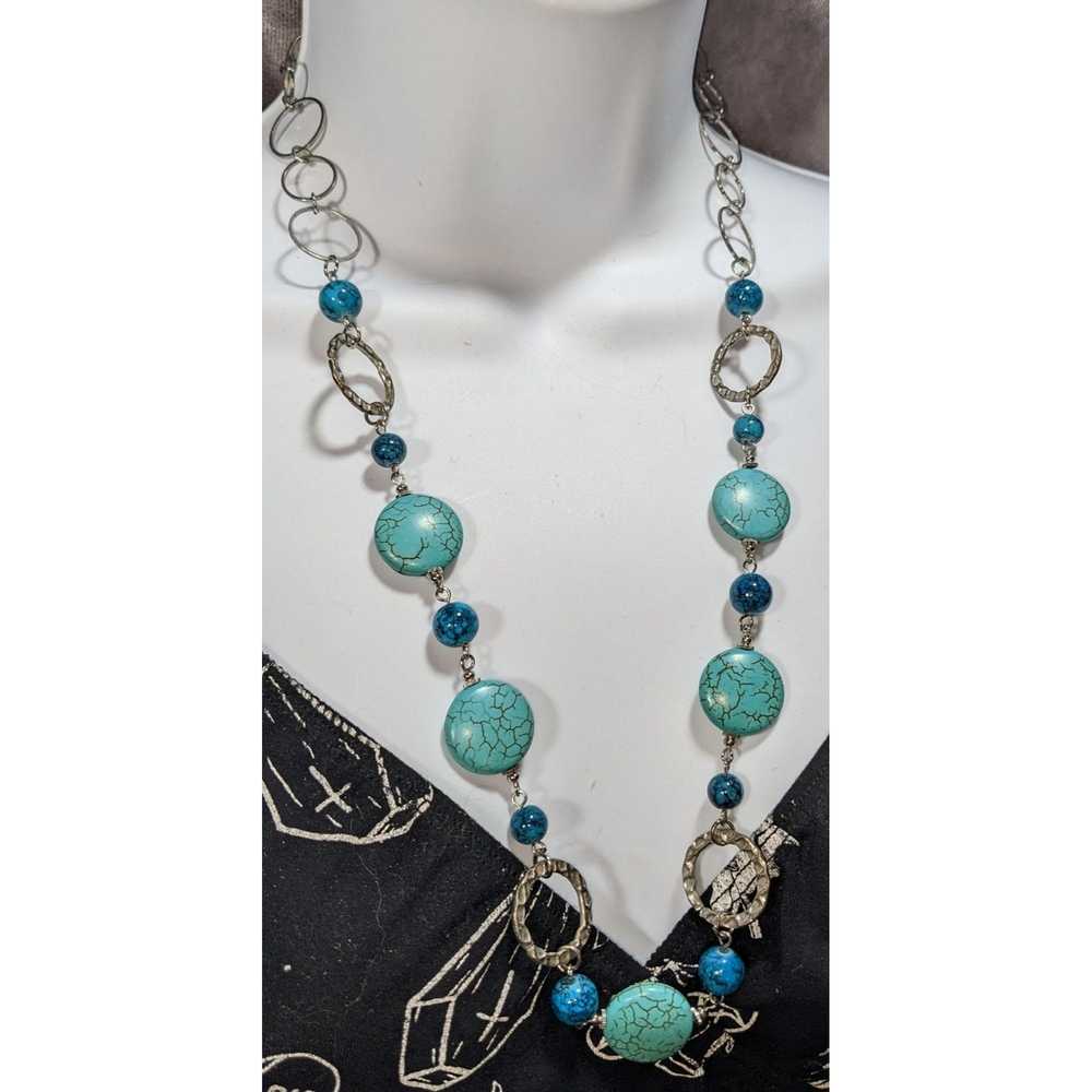 Other Turquoise Silver Hoop Necklace - image 1