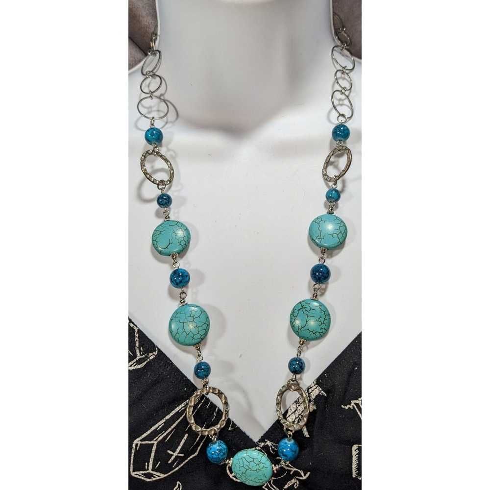 Other Turquoise Silver Hoop Necklace - image 4