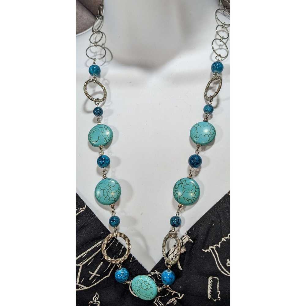 Other Turquoise Silver Hoop Necklace - image 5