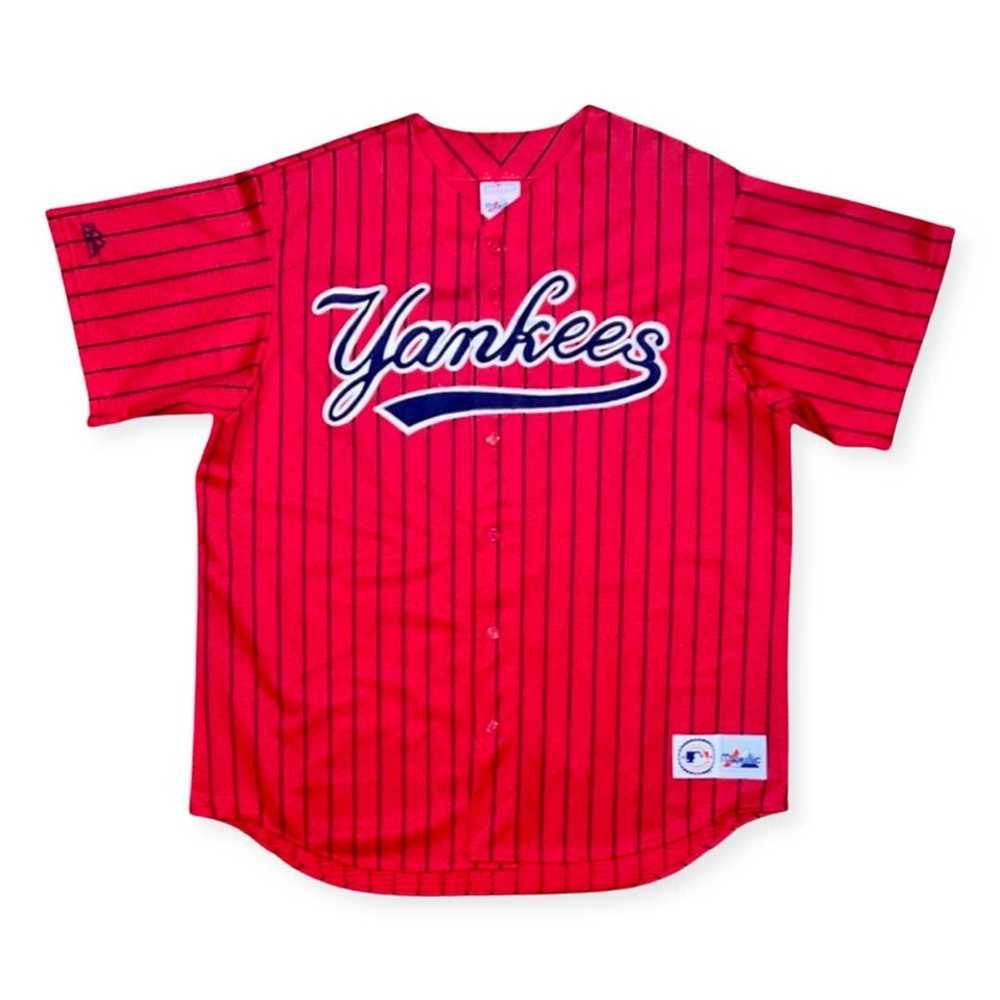 Majestic New York Yankees Red Pinstripe Jersey - image 1