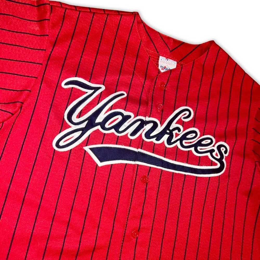 Majestic New York Yankees Red Pinstripe Jersey - image 2