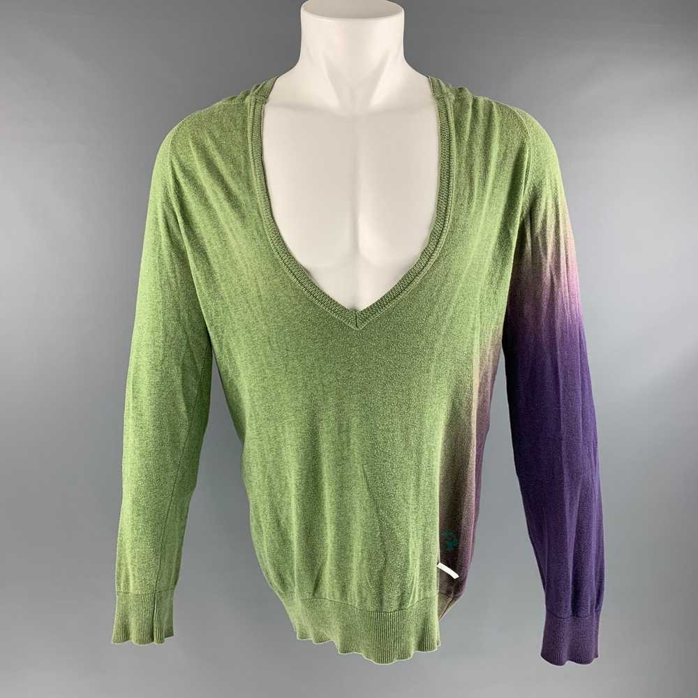 Diesel Green Purple Ombre Cotton Hooded Pullover - image 1