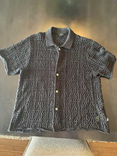 Stussy Black Stussy Crochet Button-Up Short-Sleeve - image 1