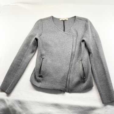 Loft LOFT GRAY wool cardigan knit zipped bike jac… - image 1