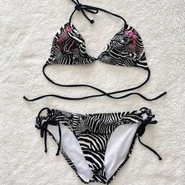 Billabong Zebra Print Triangle Bikini With Side T… - image 1