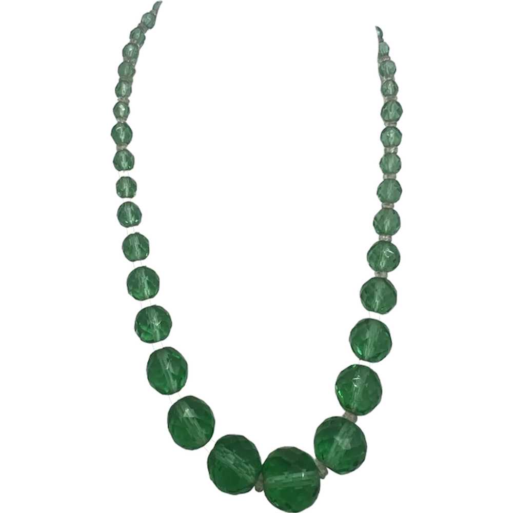 Vintage Green Cut Crystal Necklace - image 1