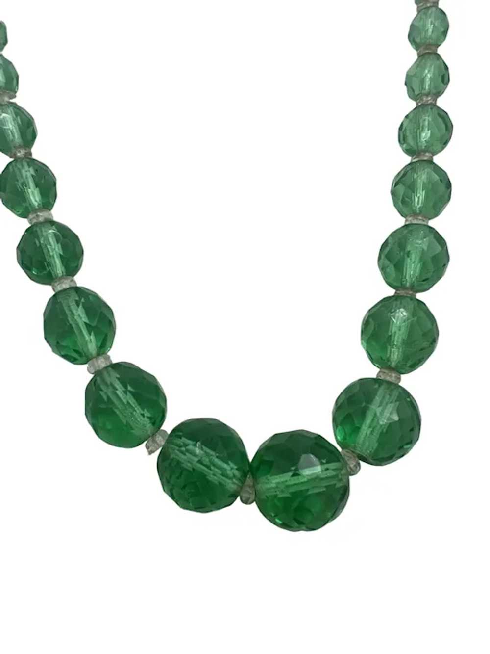 Vintage Green Cut Crystal Necklace - image 2