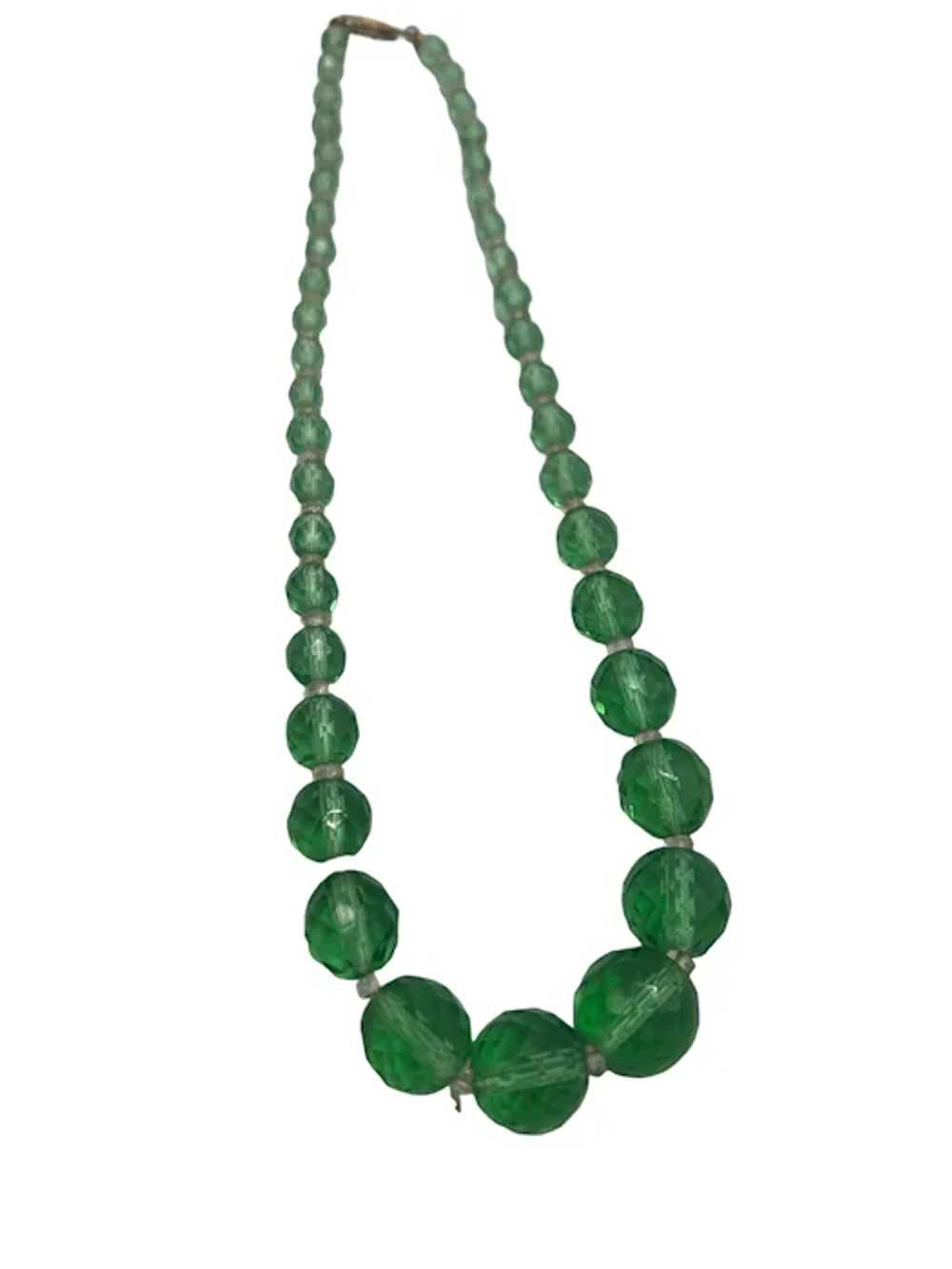 Vintage Green Cut Crystal Necklace - image 3