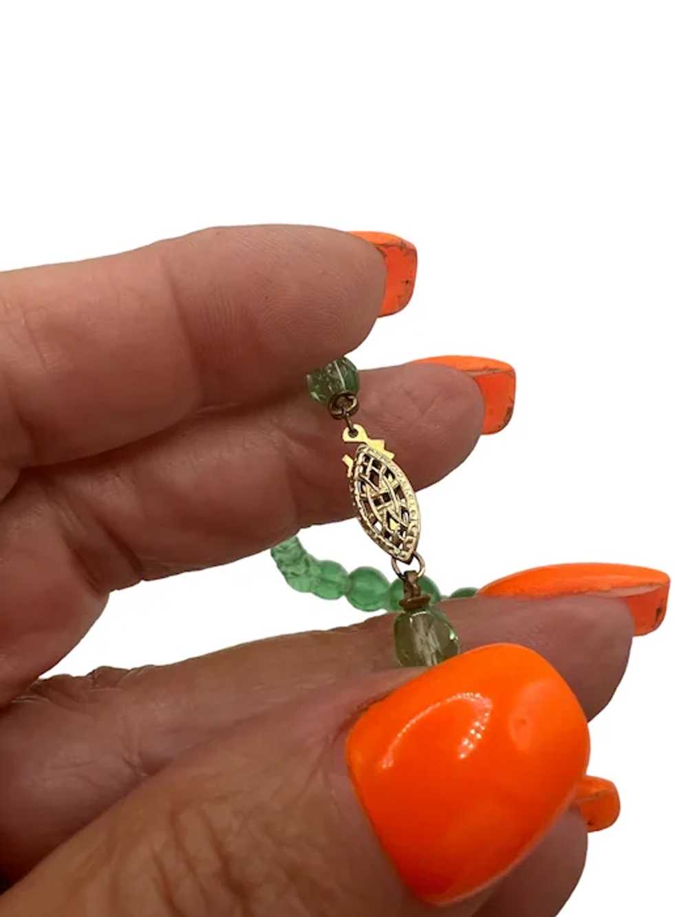 Vintage Green Cut Crystal Necklace - image 4