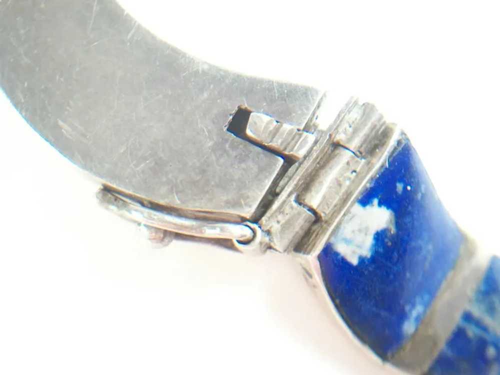 Vintage Lapis Lazuli & Silver Bracelet - 980 Silv… - image 9