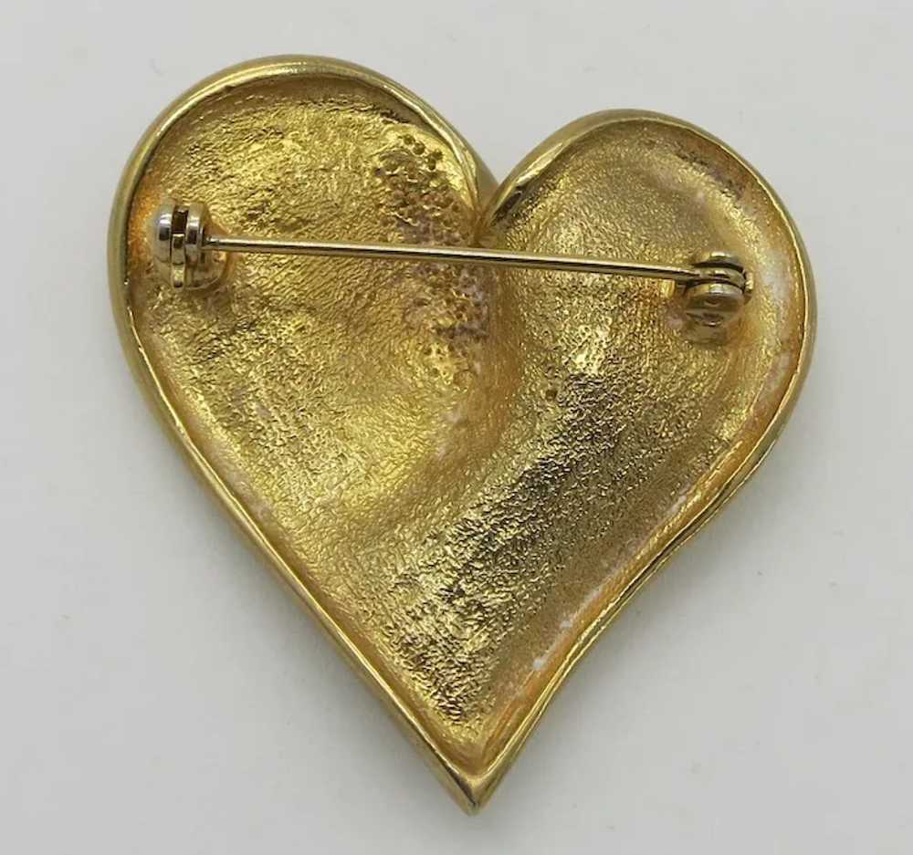 Pretty Heart Brooch Gold tone Modernist Style - image 4