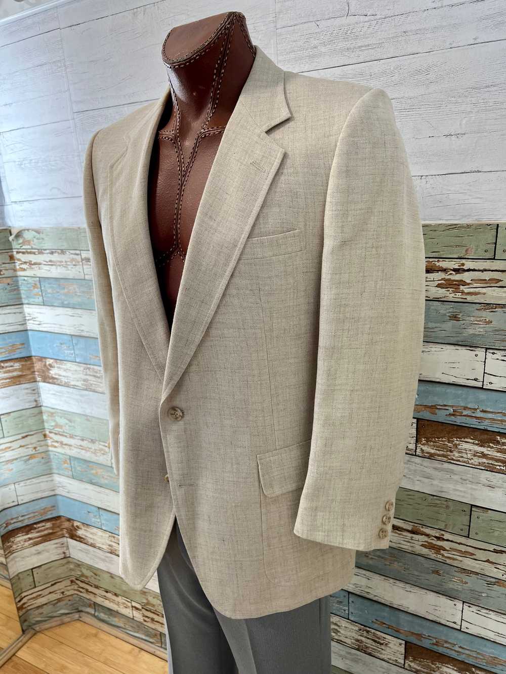 70’s Light Cream 2 Button Blazer By Stanley Black… - image 5