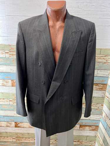 80’s Black Double Breasted Pinstripe Blazer By Tow