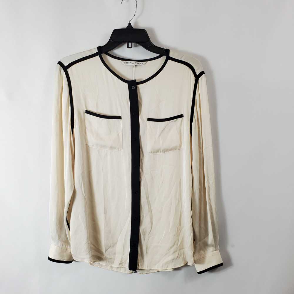 Trina Turk Women Beige Long Sleeve Shirt S - image 1