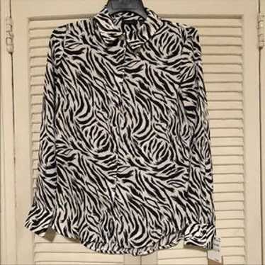 Nwt Nordstrom Halogen Zebra Print Button Down Top… - image 1