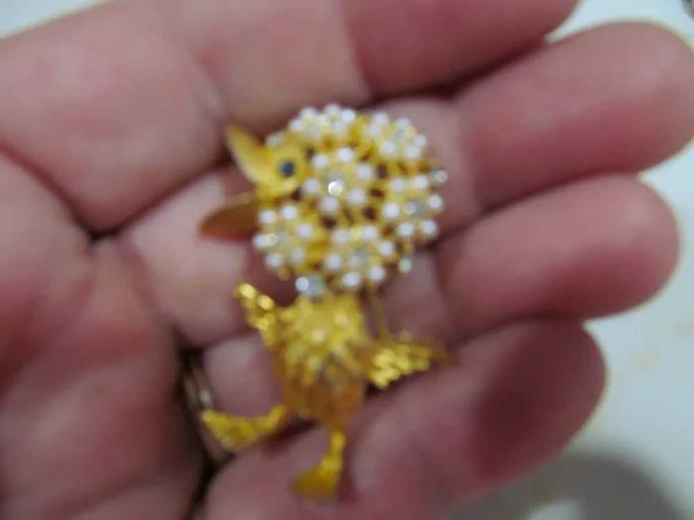 Cute little Duck pin with pearl and rhinestone he… - image 2