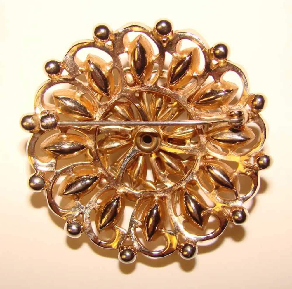 Fabulous AMBER & Clear Rhinestone Vintage Brooch - image 2