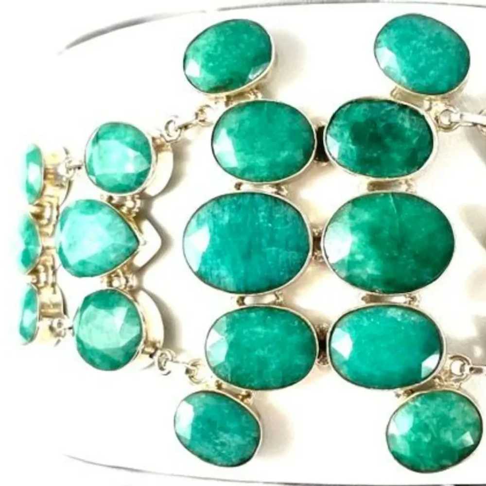 Green Beryl Bracelet Faceted Stones in 925 Settin… - image 11