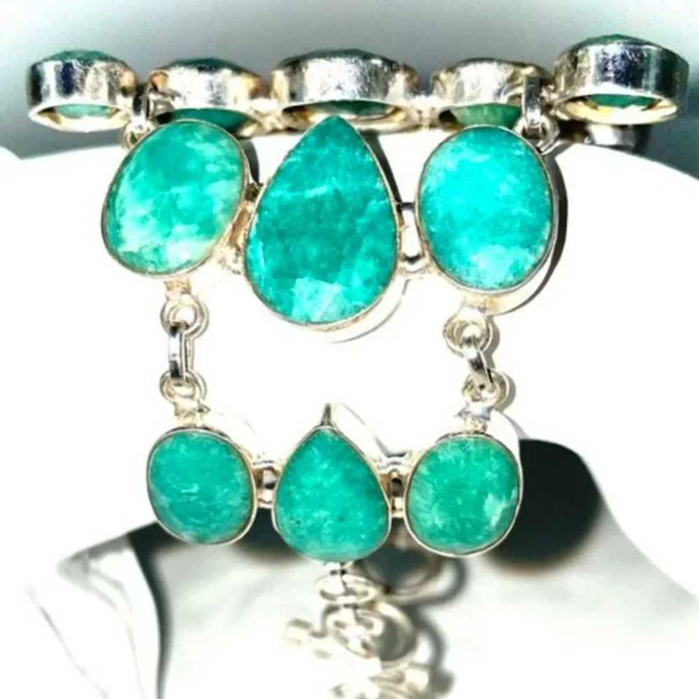 Green Beryl Bracelet Faceted Stones in 925 Settin… - image 3