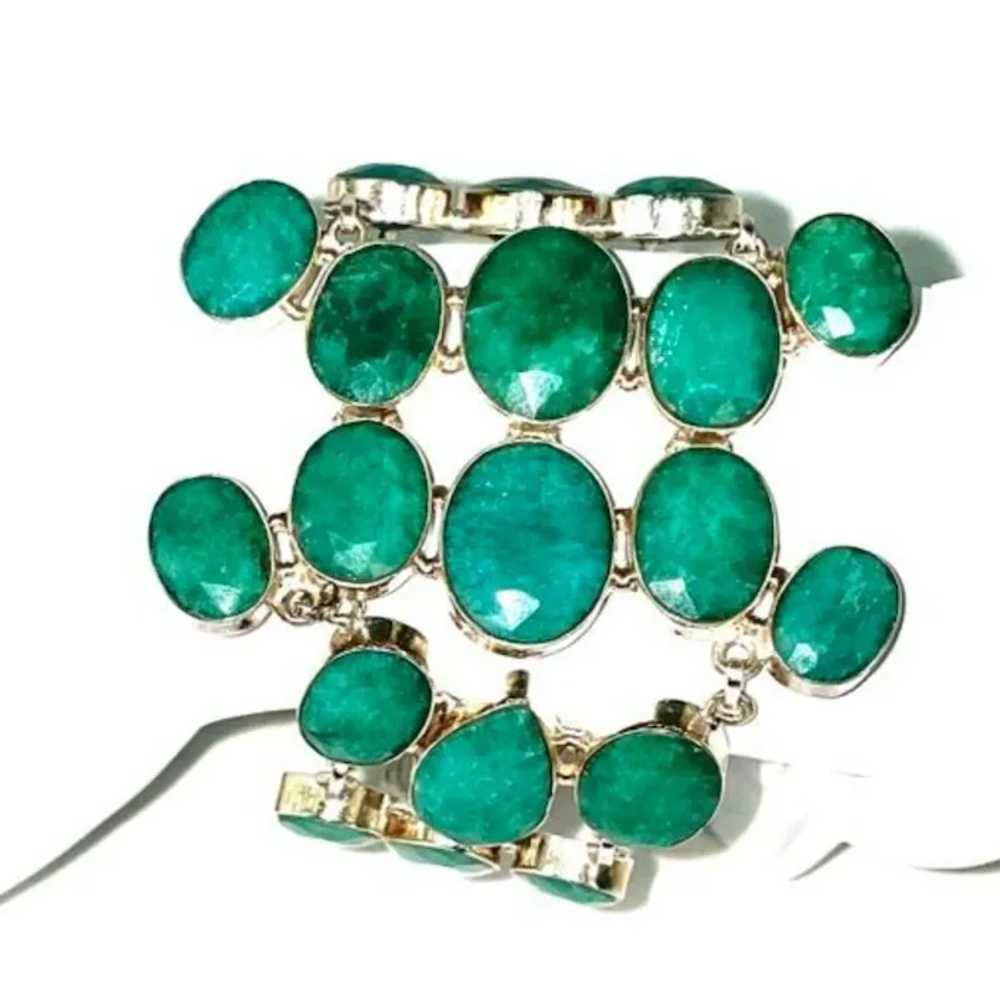Green Beryl Bracelet Faceted Stones in 925 Settin… - image 4