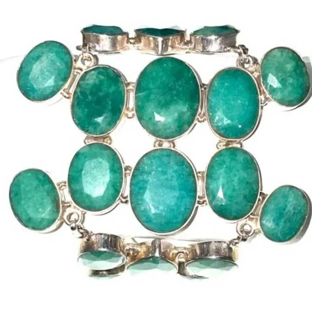 Green Beryl Bracelet Faceted Stones in 925 Settin… - image 5