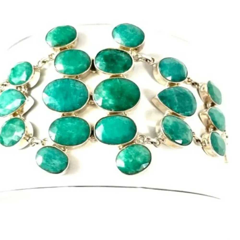 Green Beryl Bracelet Faceted Stones in 925 Settin… - image 8