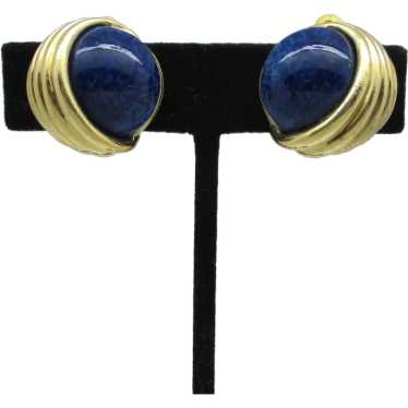 Panetta GoldTone Metal Earrings with Imitation La… - image 1