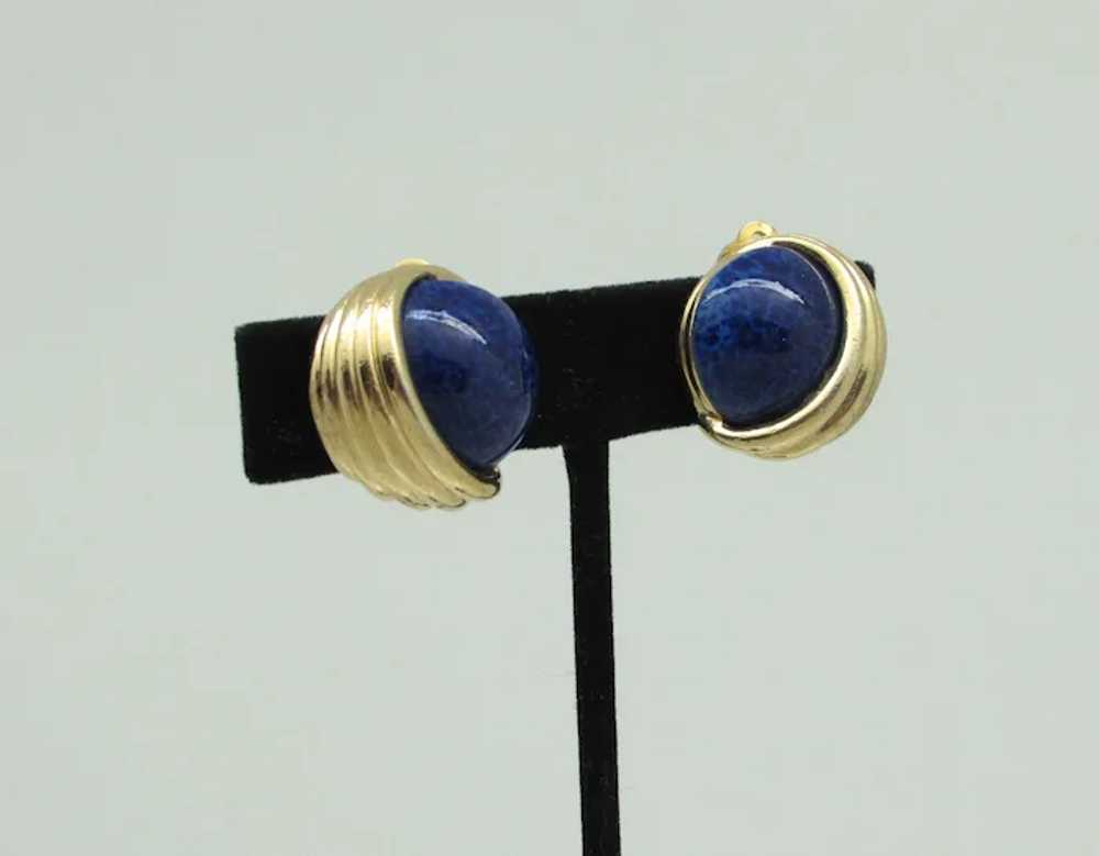 Panetta GoldTone Metal Earrings with Imitation La… - image 2