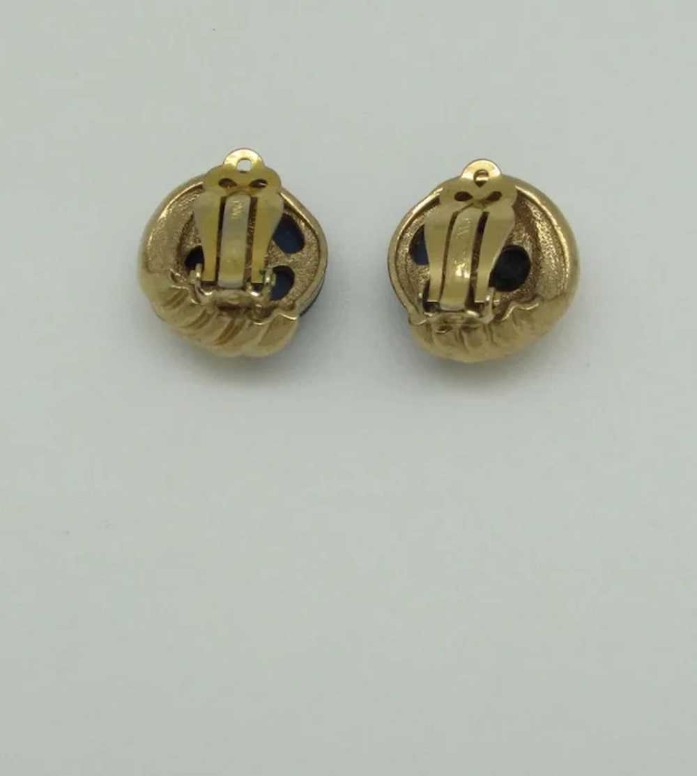 Panetta GoldTone Metal Earrings with Imitation La… - image 3