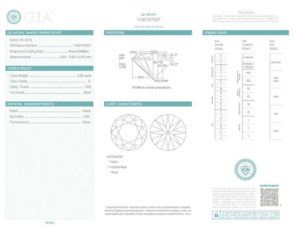 Antique GIA Certified E VS2 .66ct Diamond 18K Whi… - image 5