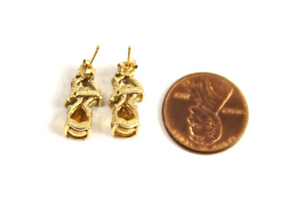 14kt Gold Citrine Peridot Amethyst & Diamond Earr… - image 3