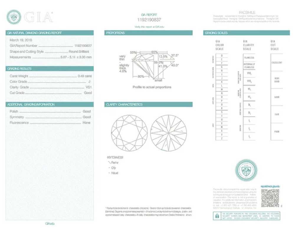 Antique Certified GIA .49ct VS1 Genuine Diamond 1… - image 5