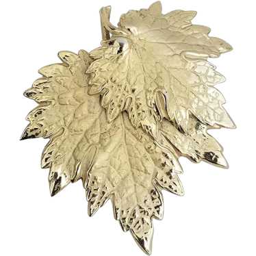 Vintage NAPIER Layered Double Maple Leaf Pin - image 1