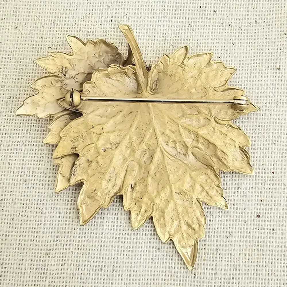 Vintage NAPIER Layered Double Maple Leaf Pin - image 3