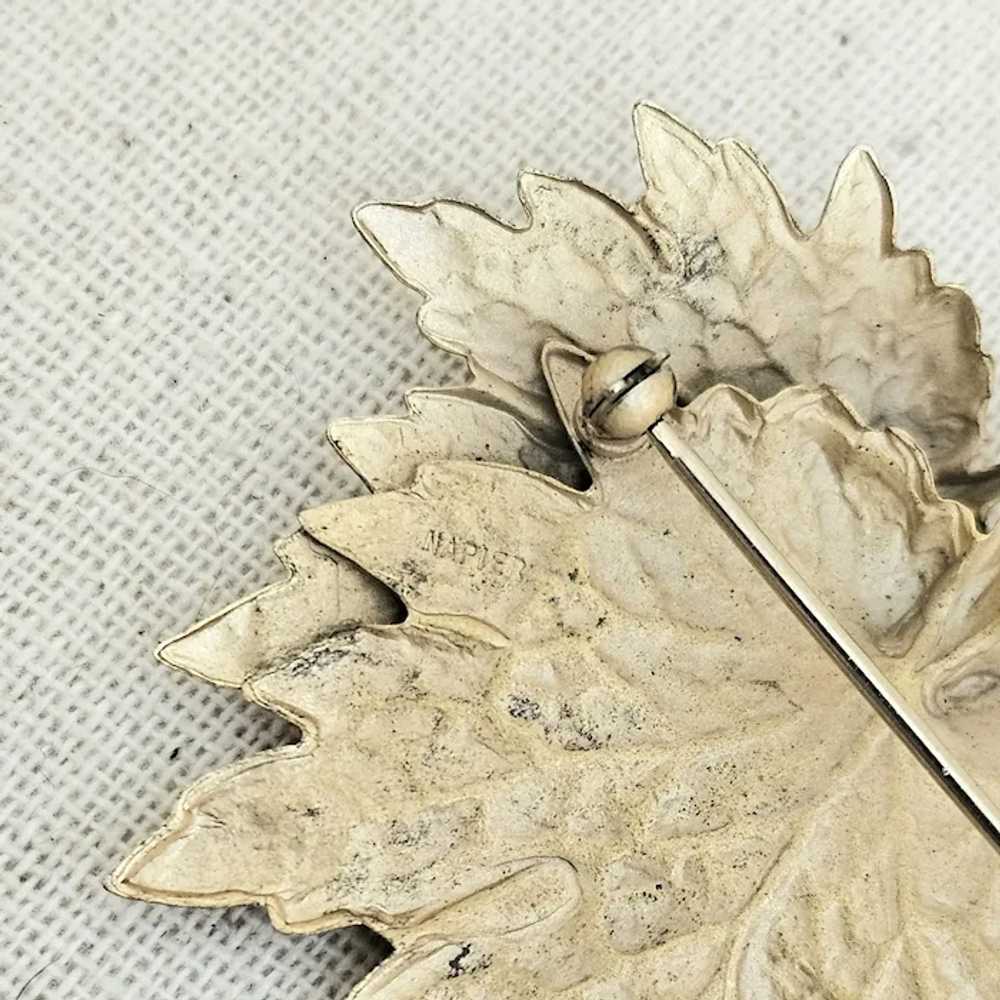 Vintage NAPIER Layered Double Maple Leaf Pin - image 4