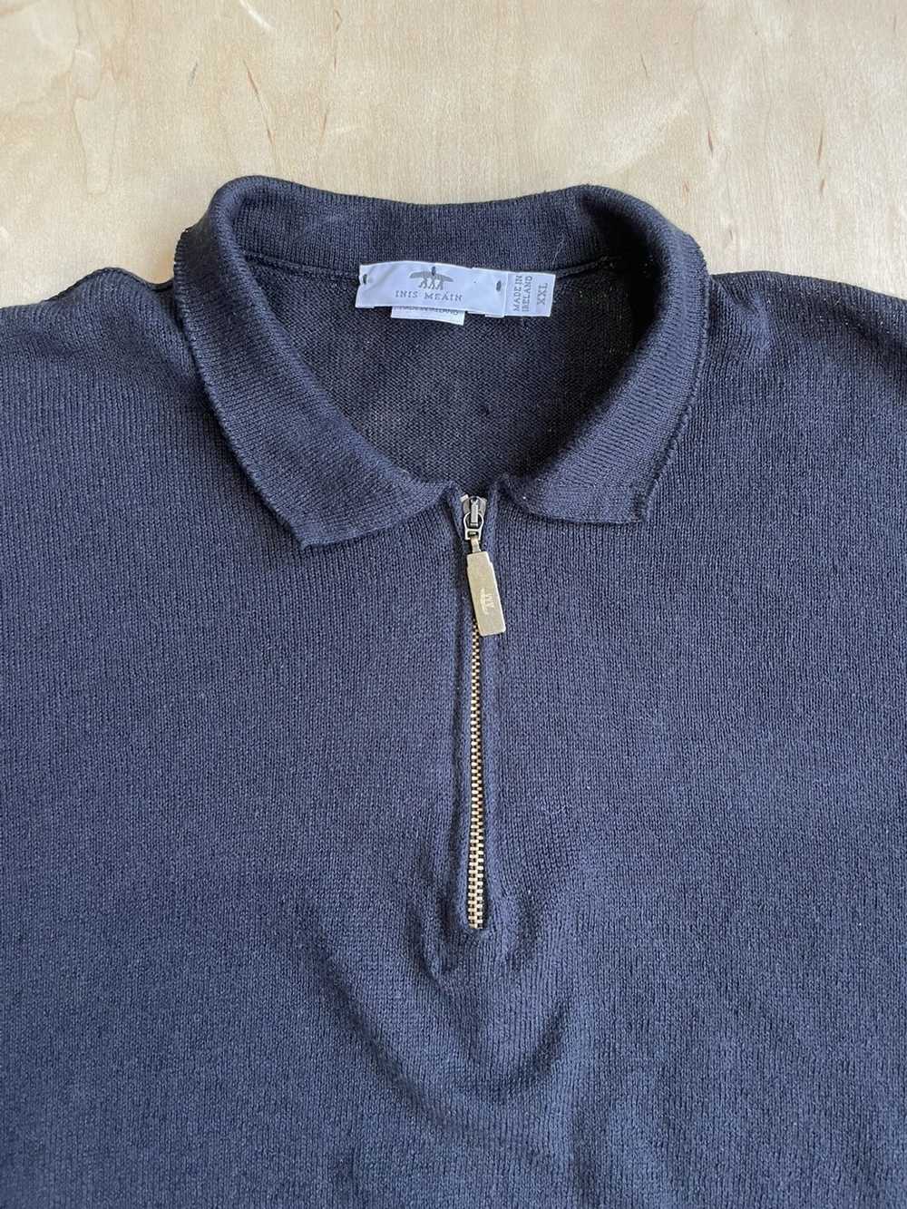 Inis Meain Cotton Linen 1/4 Zip Polo Collar Sweat… - image 2