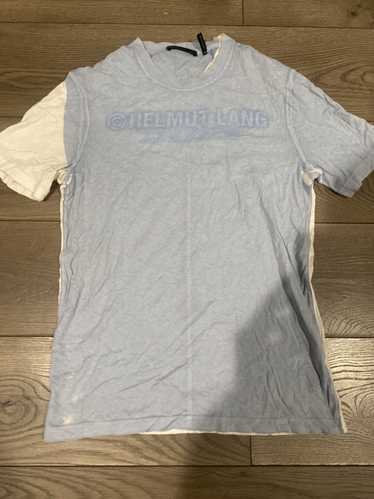 Helmut Lang Helmut Lang Square Blue and White T Sh