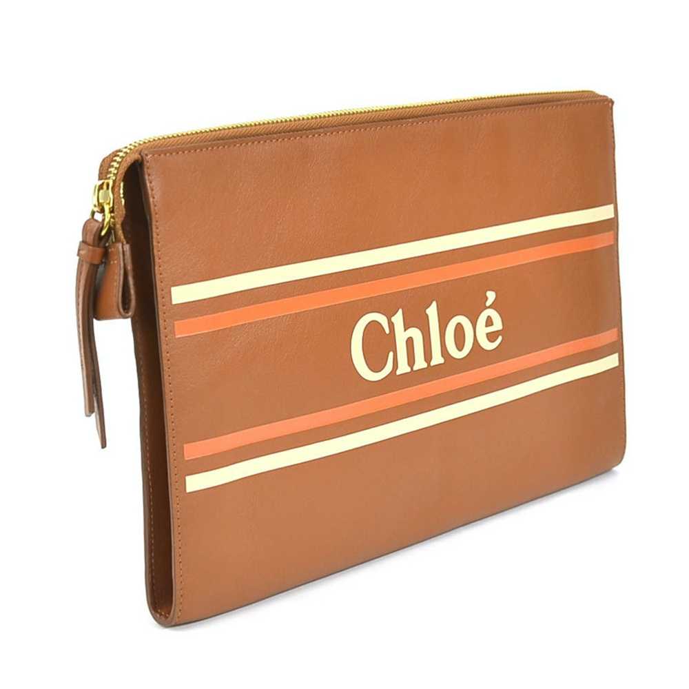 Chloe Chloé Chloe Clutch Bag Leather Brown Ladies - image 2