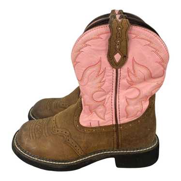 Justin Gypsy Girl's Brown Pink Nuri L9901 Pull On Leather Western Boot 2024 Size 6.5B