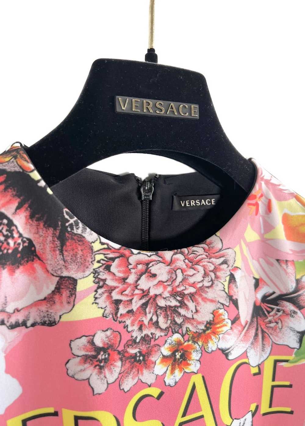 Versace Versace Pink Floral Print Logo Long Sleev… - image 4