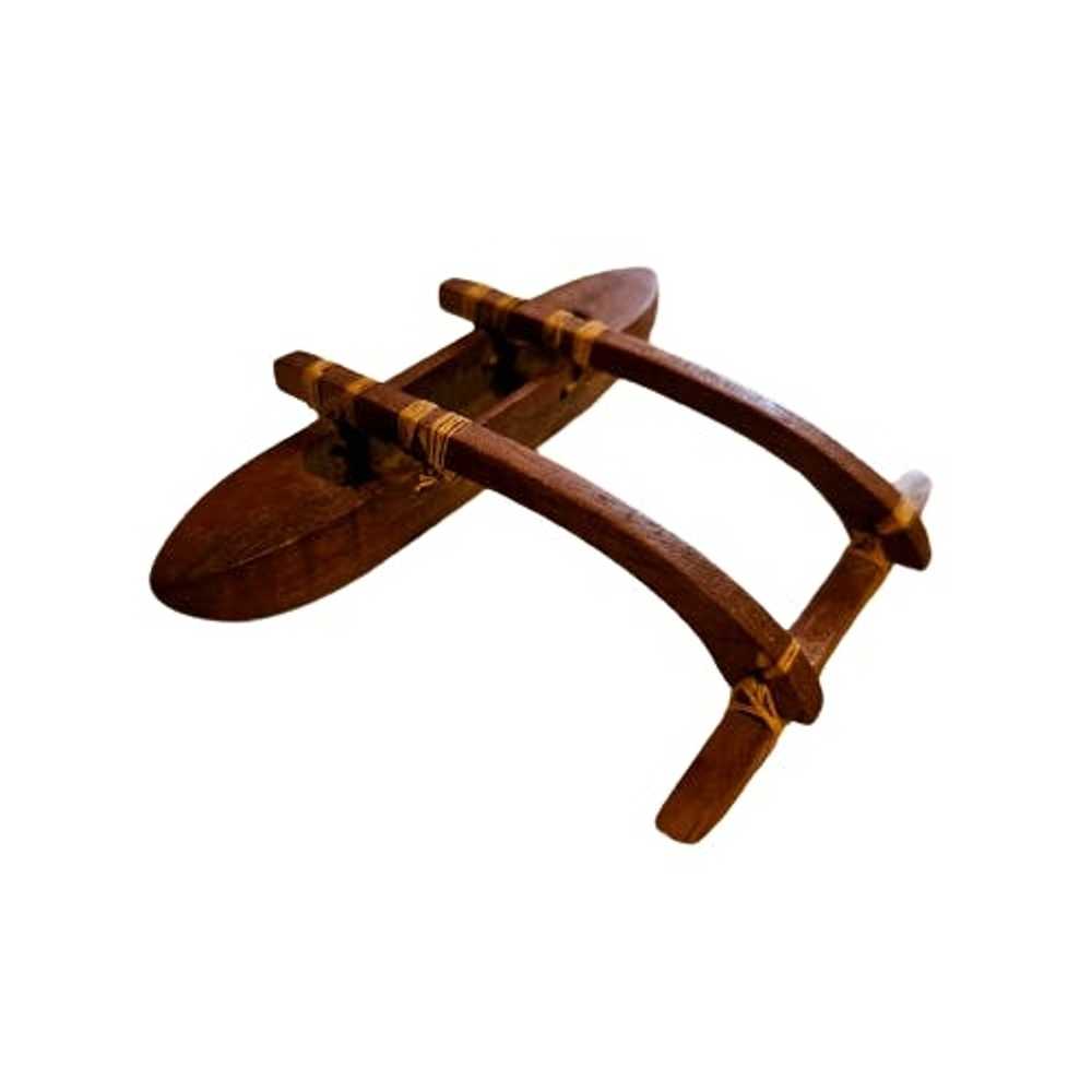 Handmade Vintage Wood Handmade Canoe with Outrigg… - image 2