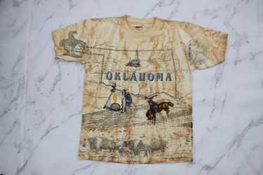 Vintage Sneaky Tees 1993 AOP State T Shirt Oklaho… - image 1