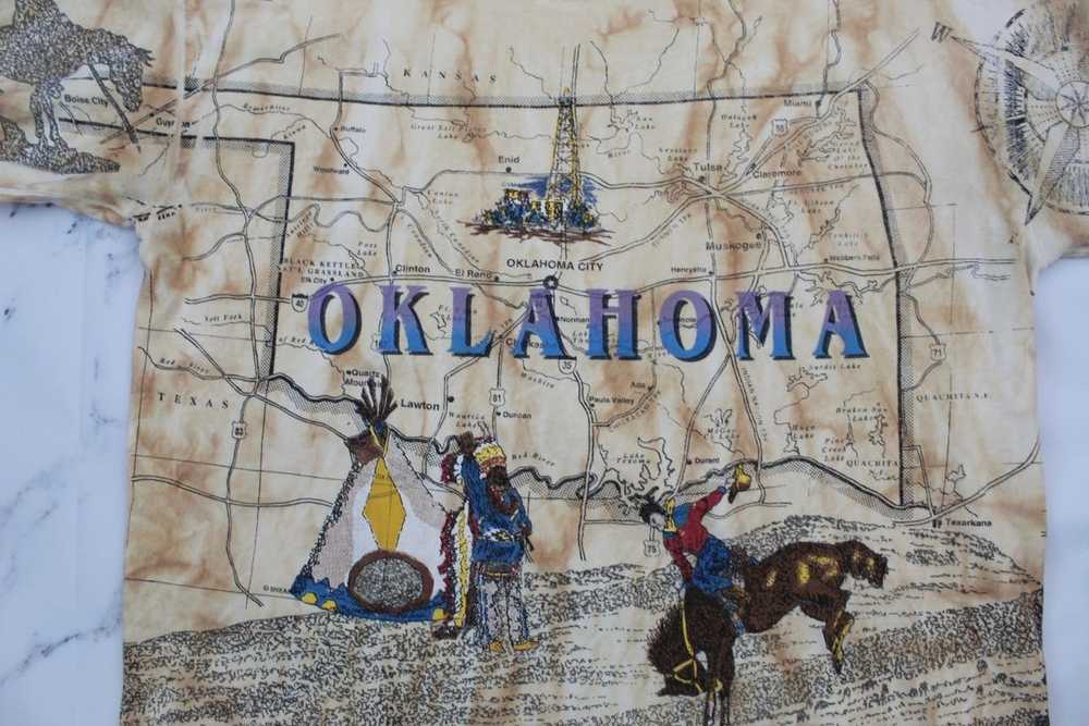 Vintage Sneaky Tees 1993 AOP State T Shirt Oklaho… - image 3