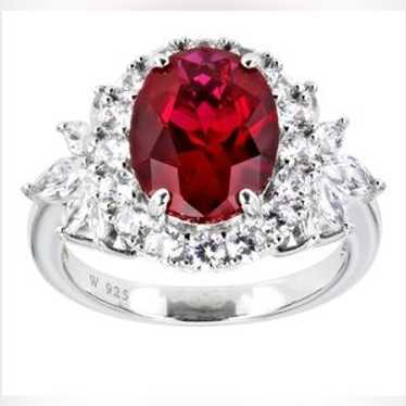 Lab Created Ruby And White Cubic Zirconia Rhodium… - image 1