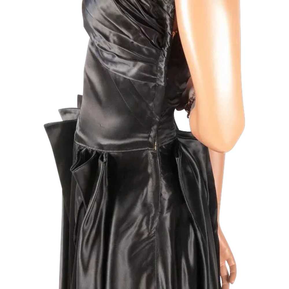 Extraordinary 1950s Black Silk Charmeuse  Dress S… - image 2
