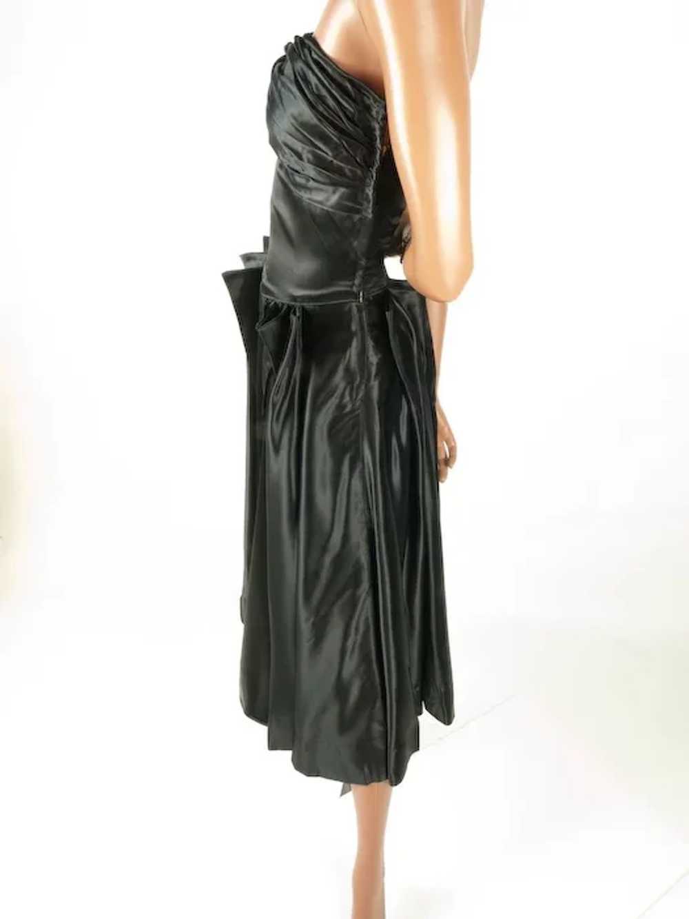 Extraordinary 1950s Black Silk Charmeuse  Dress S… - image 7