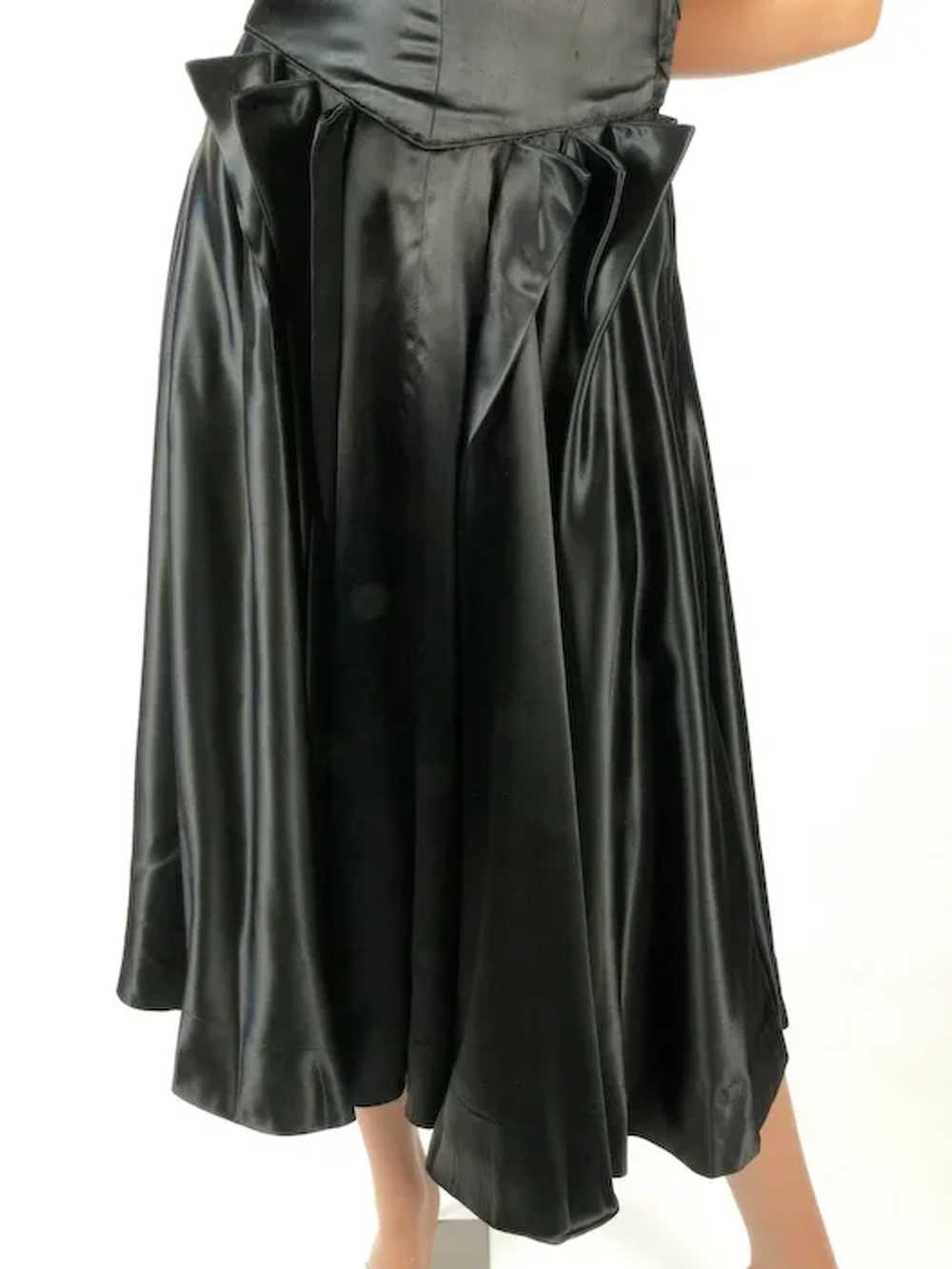 Extraordinary 1950s Black Silk Charmeuse  Dress S… - image 8