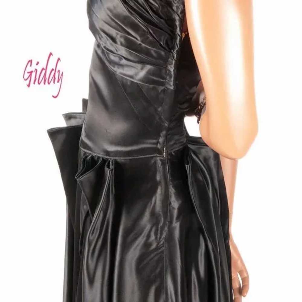 Extraordinary 1950s Black Silk Charmeuse  Dress S… - image 9