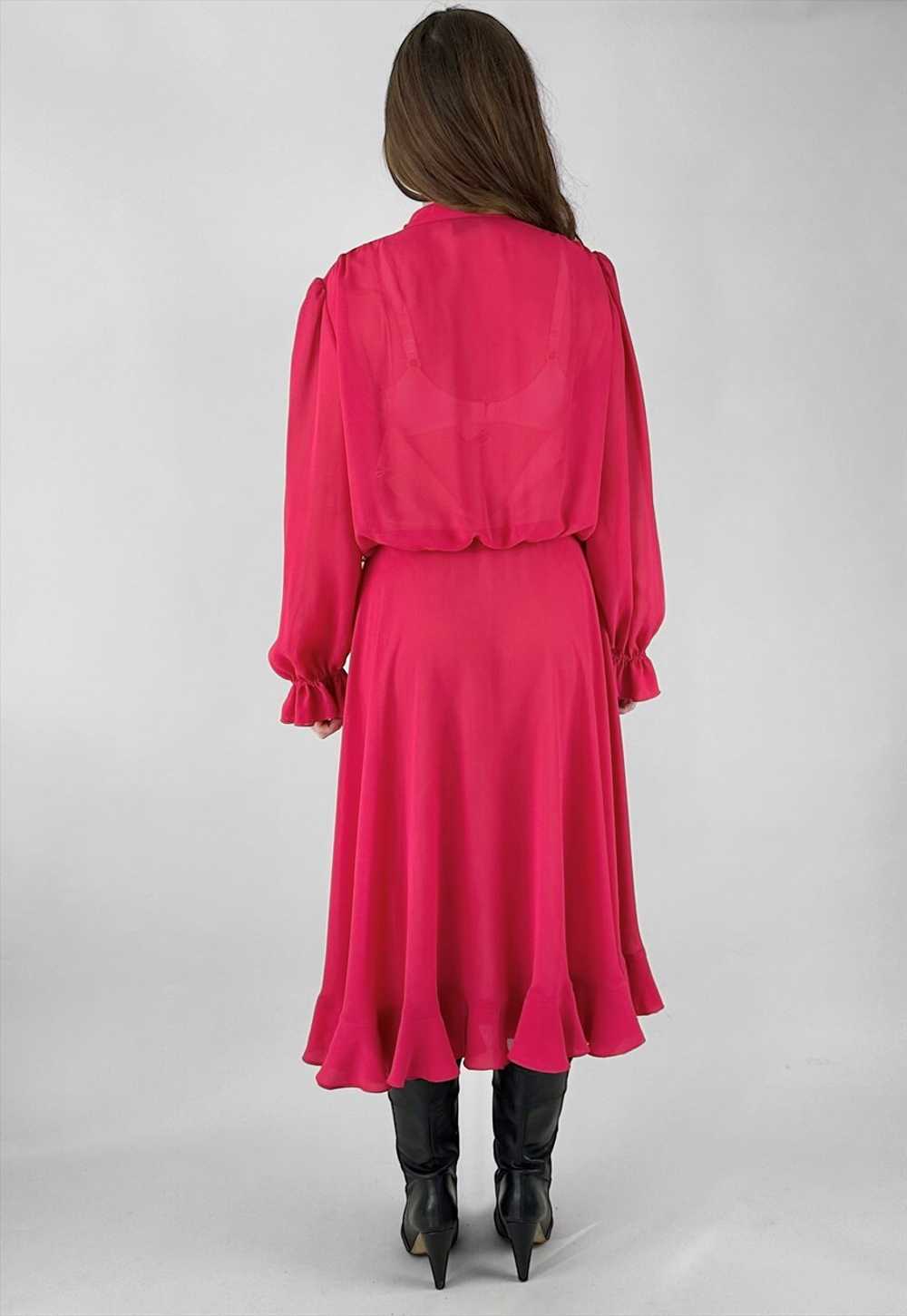 Uli Richter Vintage 70's Ruffle Pink Midi Ladies … - image 5